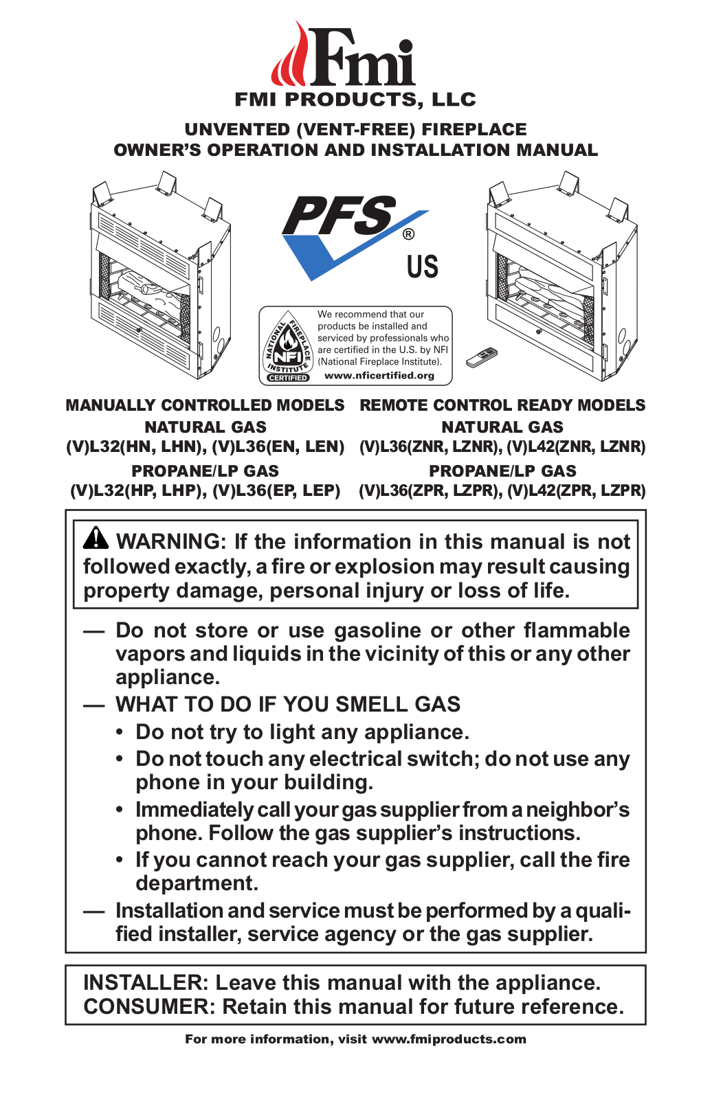 FMI VL32LHN, VL32HP, VL32LHP, L36EN, L32HP Owner's Manual