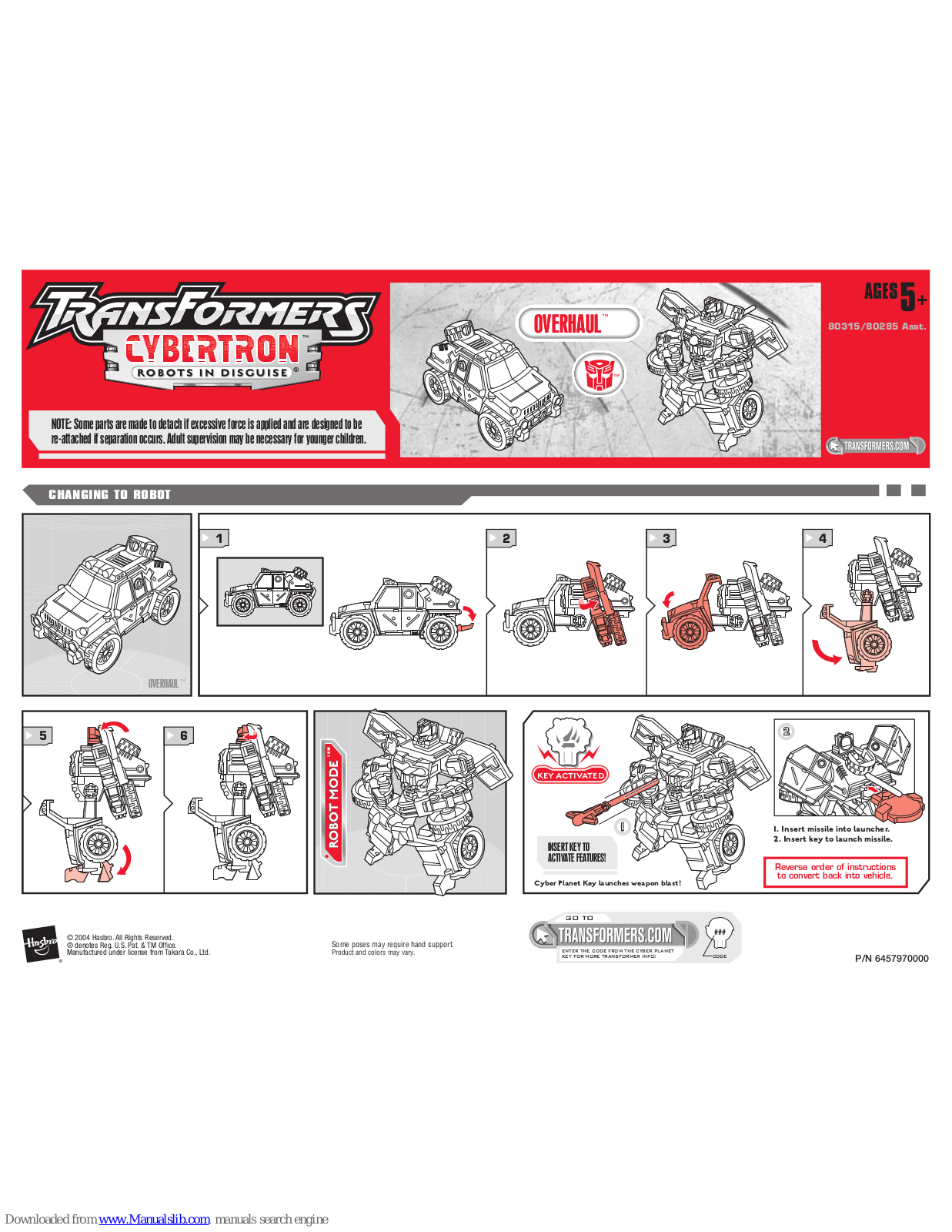 Hasbro 80315, 80285 User Manual - ManualMachine.com