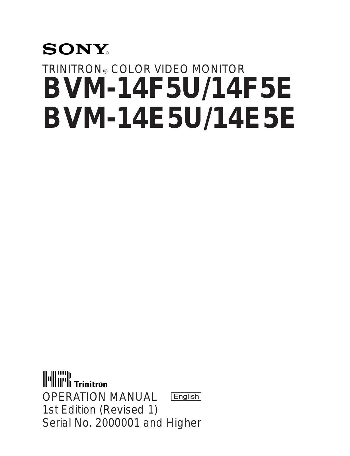 Sony BVM-14F5U User Manual