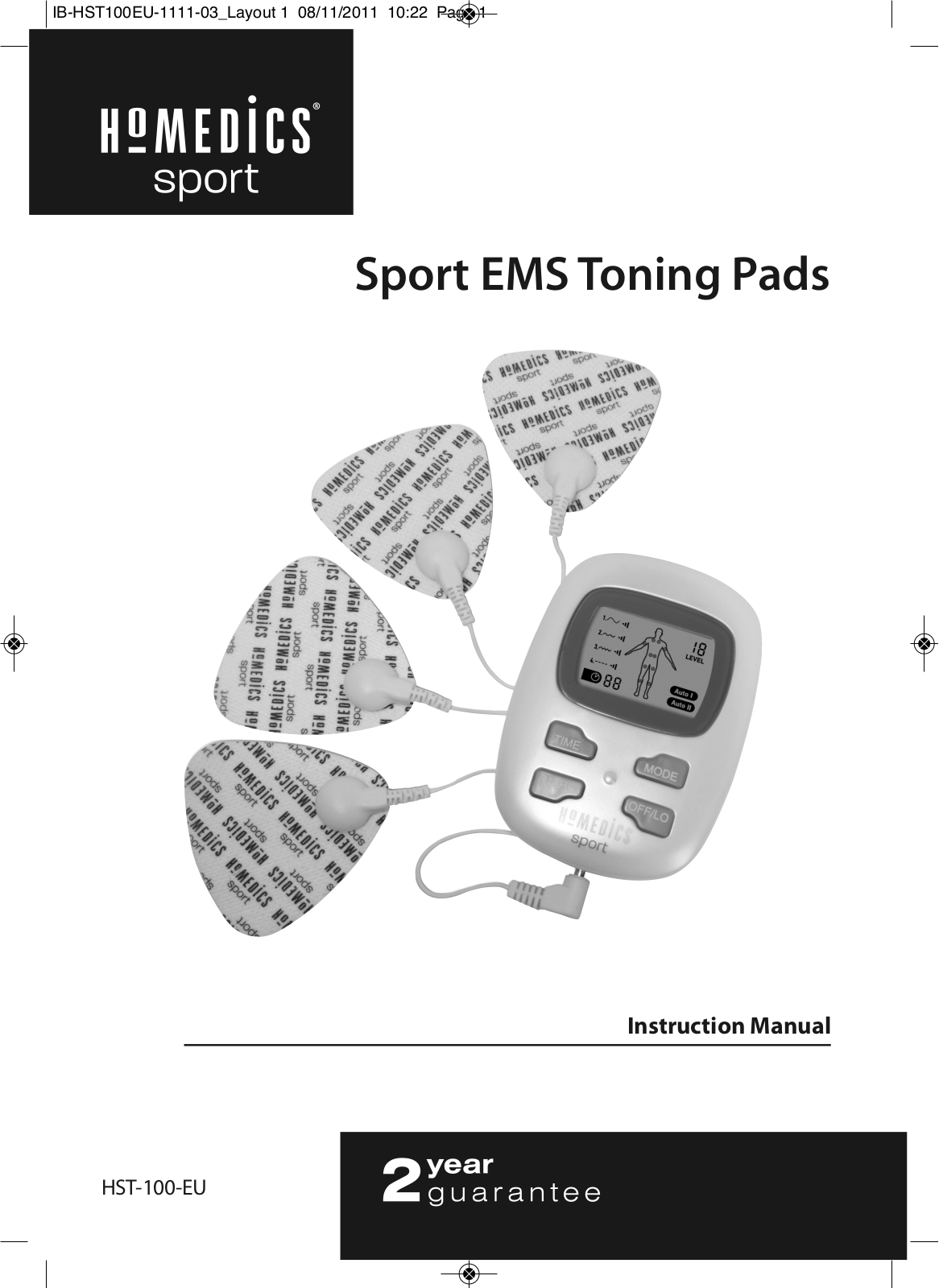 HoMedics Sport EMS Toning Pads, HST-100-EU Instruction Manual