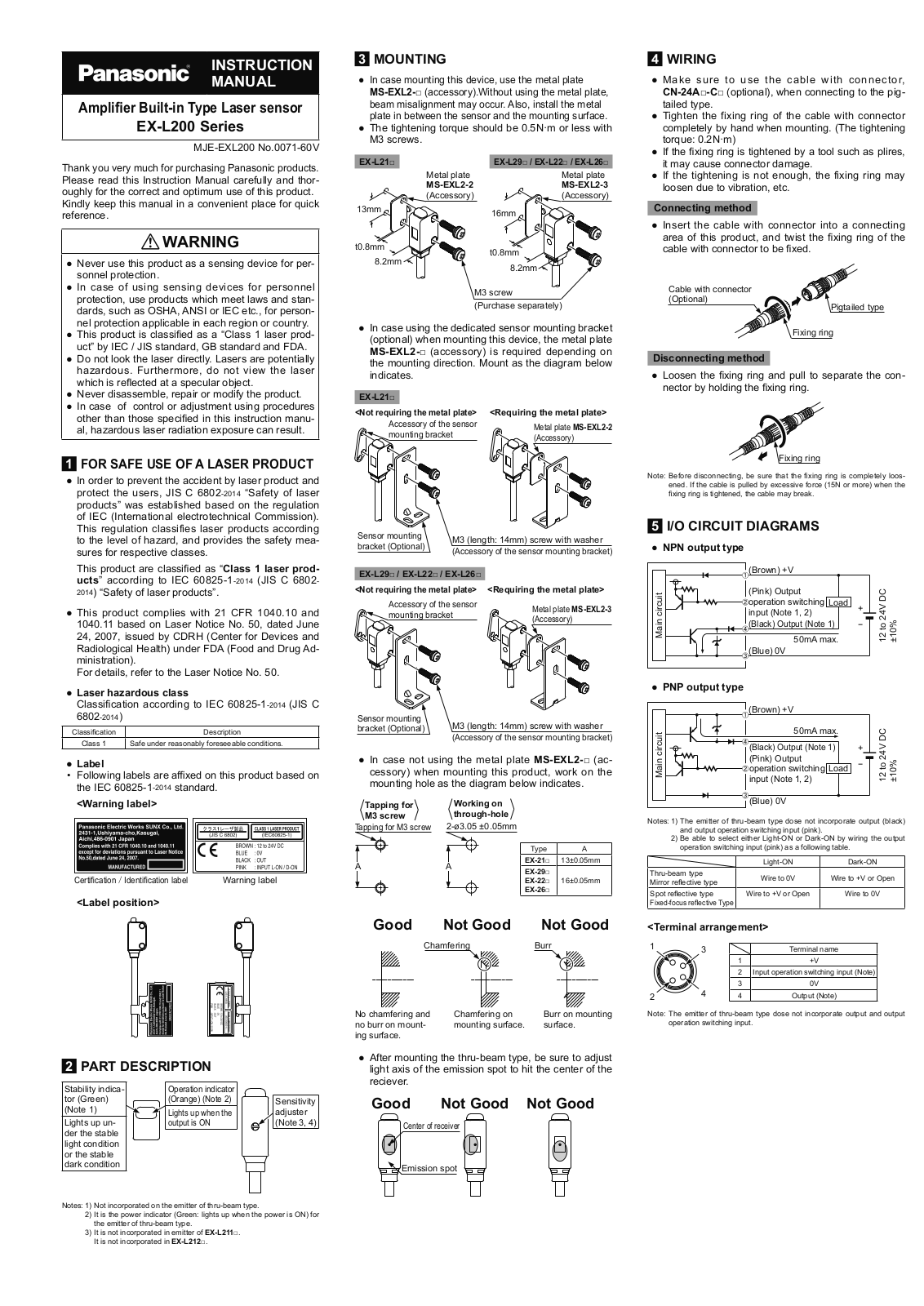 Panasonic EX-L200 Instruction Manual