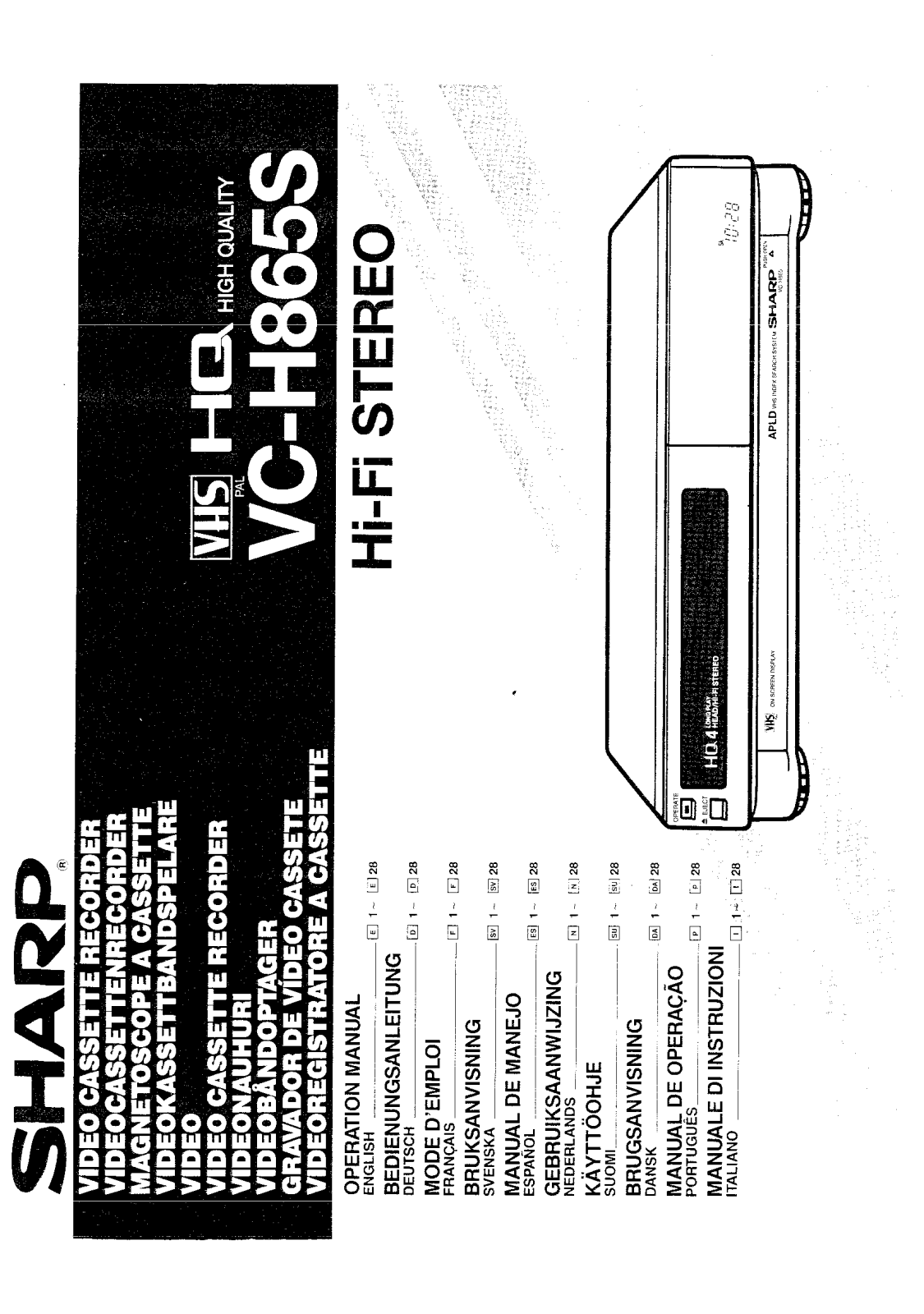 SHARP VC-H865S User Manual