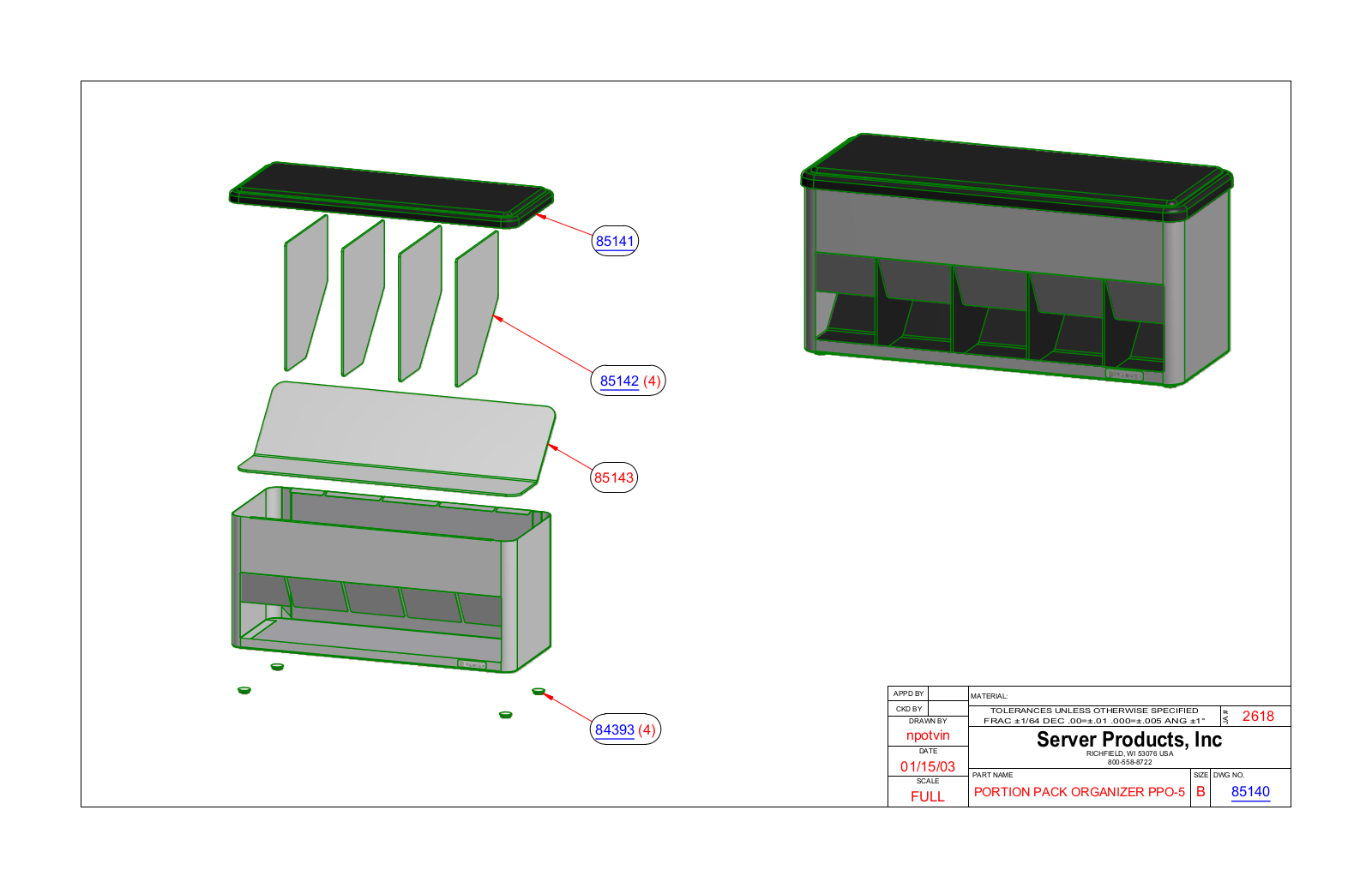 Server 85140 PARTS LIST