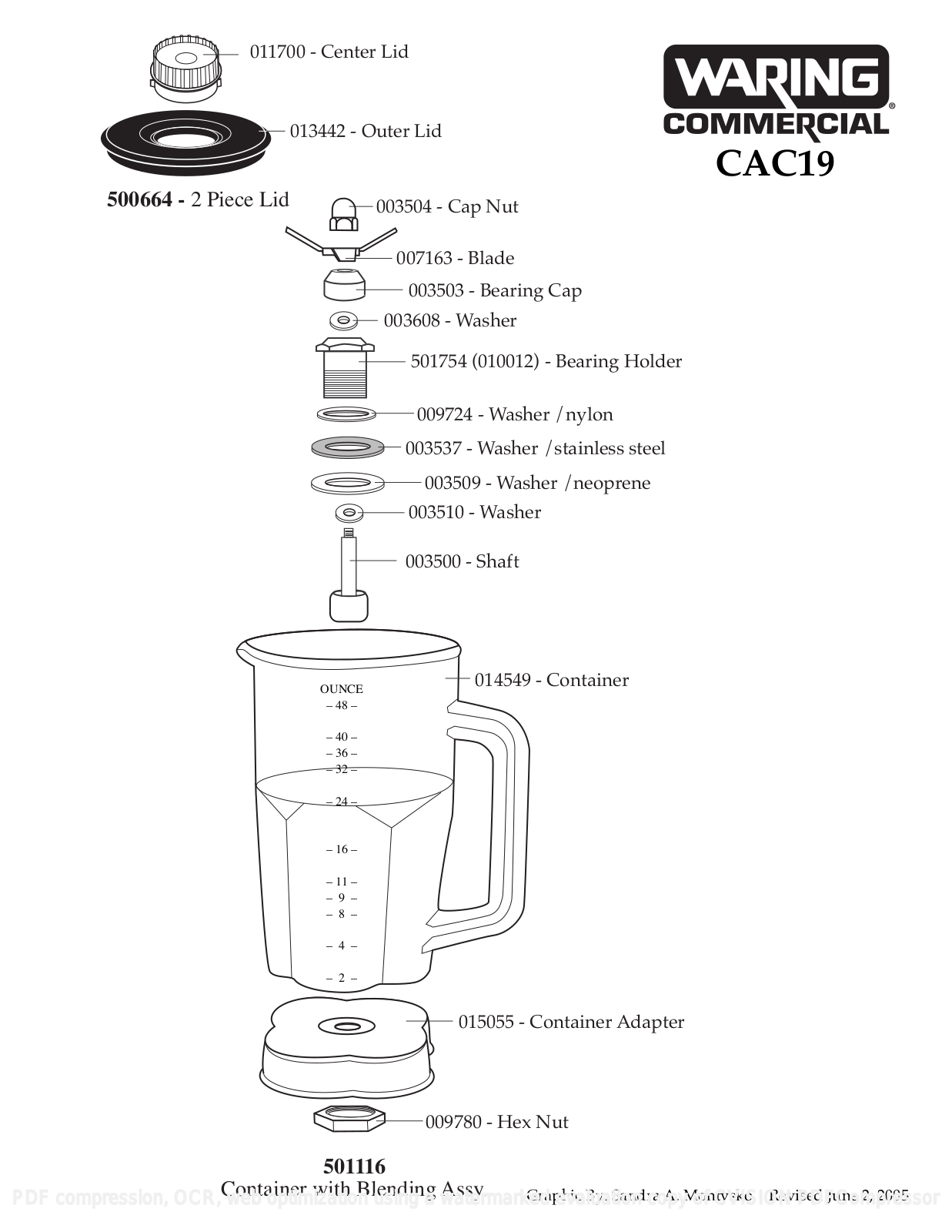 Waring CAC19 Parts List