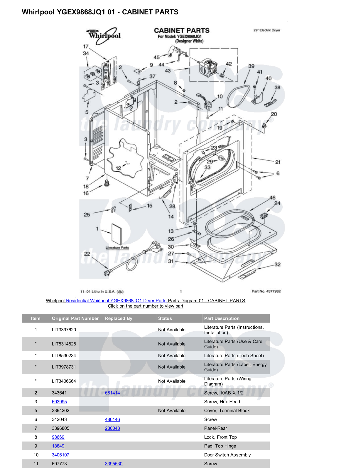 Whirlpool YGEX9868JQ1 Parts Diagram