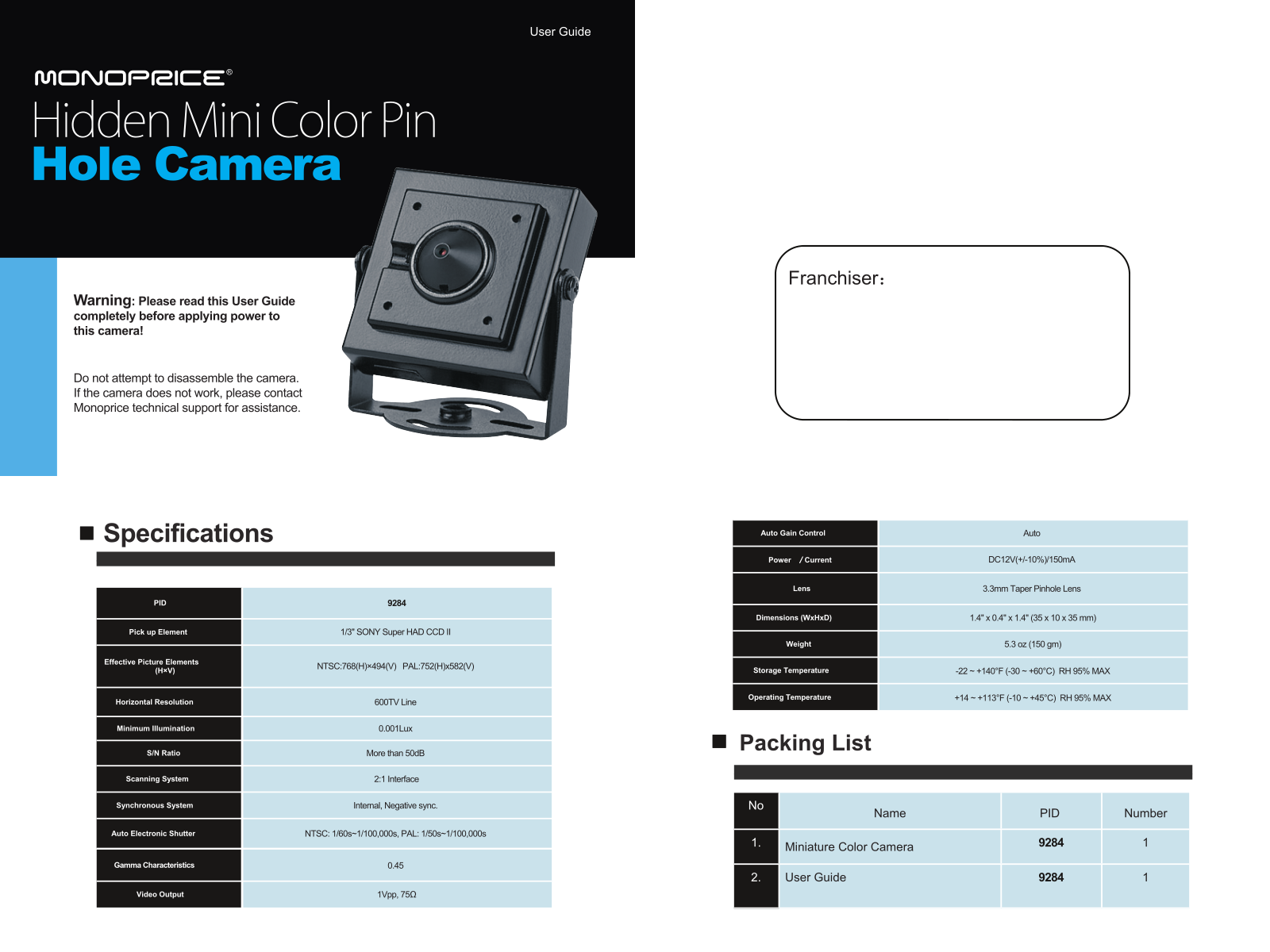 Monoprice 9284 User Manual