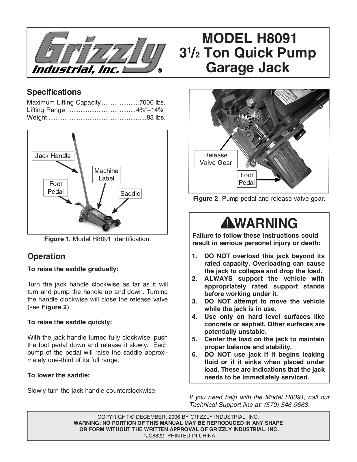 Grizzly H8091 User Manual