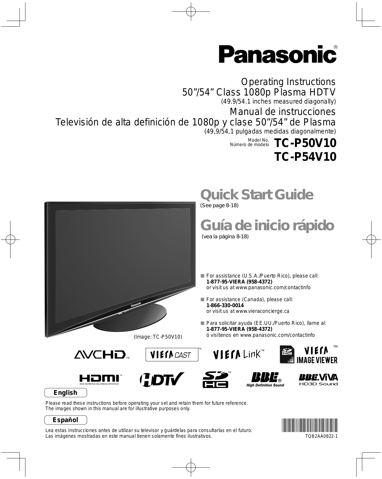 Panasonic TC-P54V10, TC-P50V10 User Manual