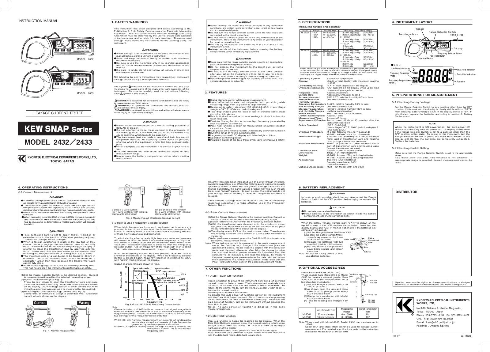 KYORITSU 2433 User Manual