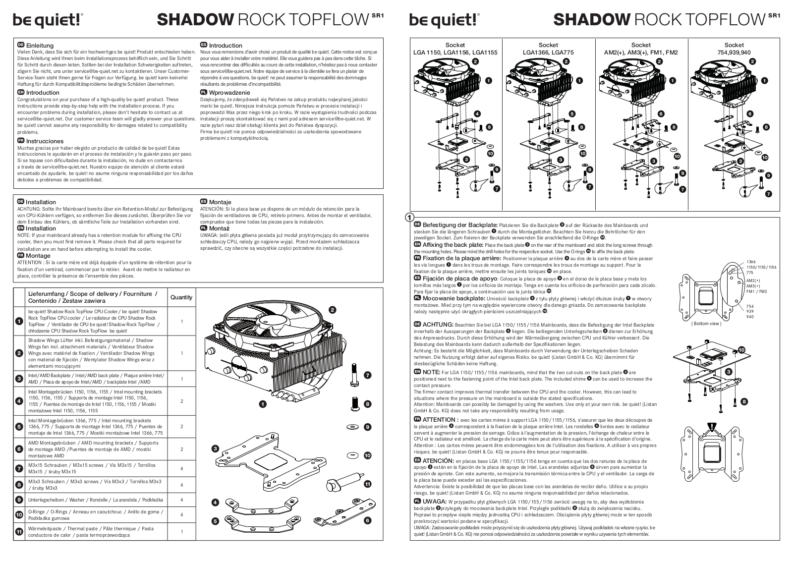 BE QUIET Shadow Rock TopFlow SR1 User Manual