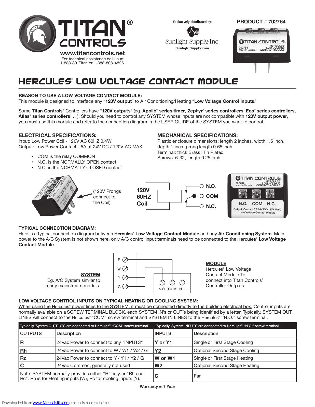 Titan Controls HERCULES 702764 User Manual