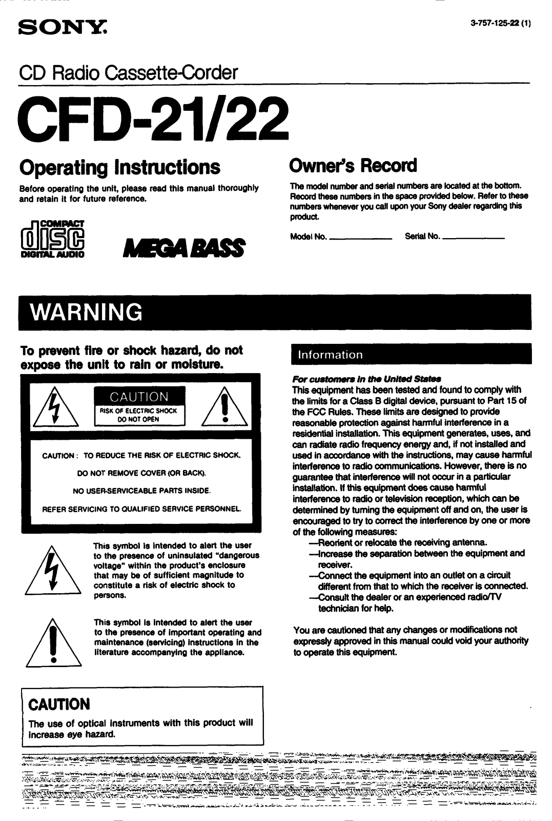 Sony CFD-21 User Manual