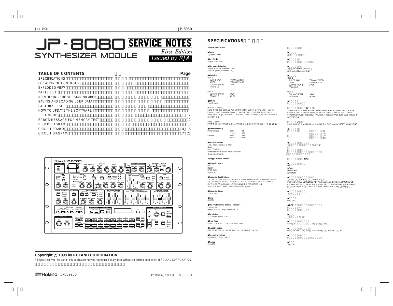 Roland JP-8080 User Manual