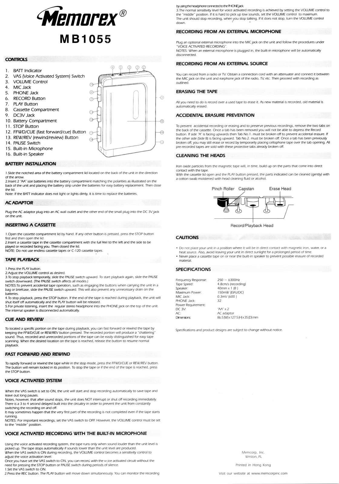 Memorex MB1055 User's Guide