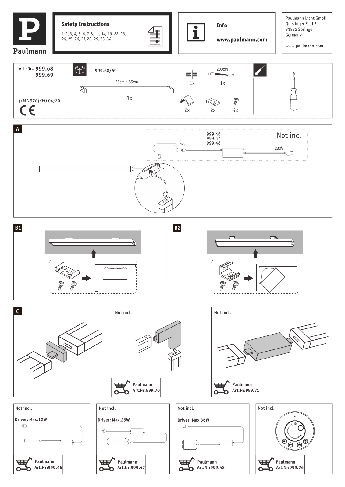 Paulmann 99969 Installation manual - ManualMachine.com