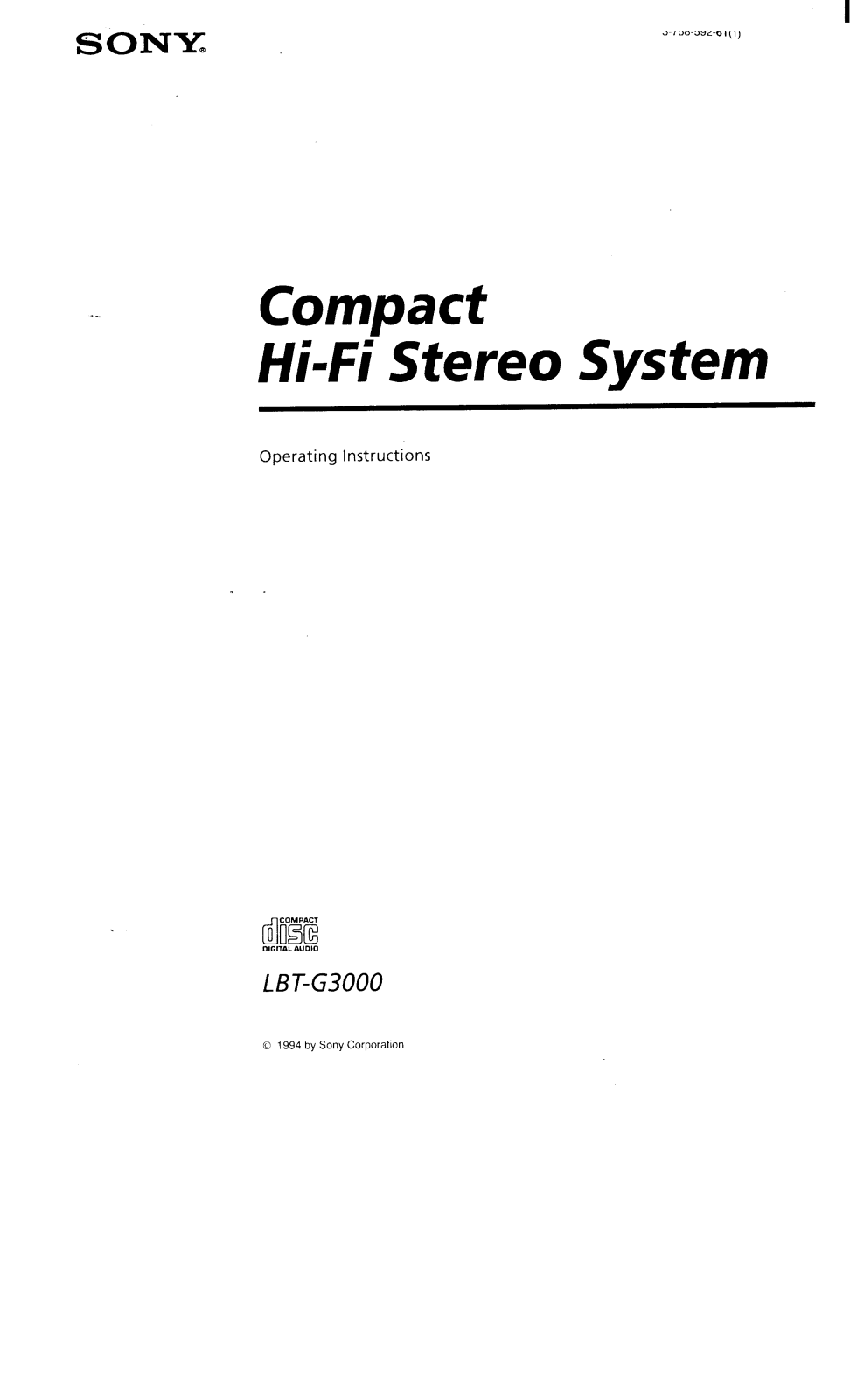 Sony LBT-G3000 Operating Instructions