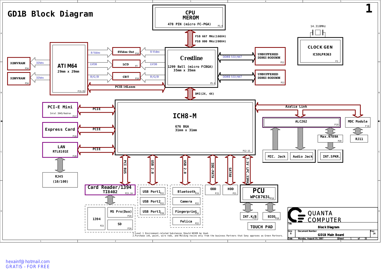 Sony PCG-K2T Schematics