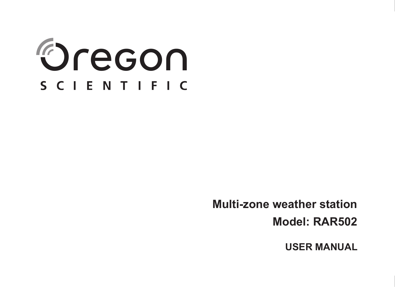 Oregon Scientific RAR502 operation manual