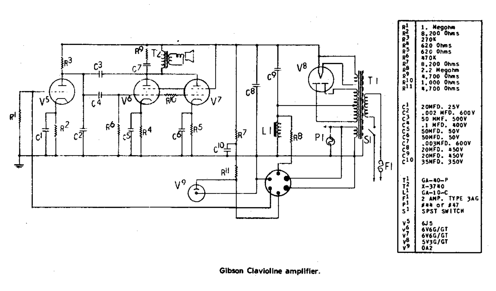 Gibson clavioline schematic