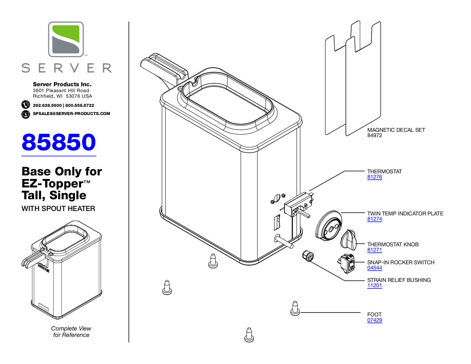 Server 85850 Parts Manual