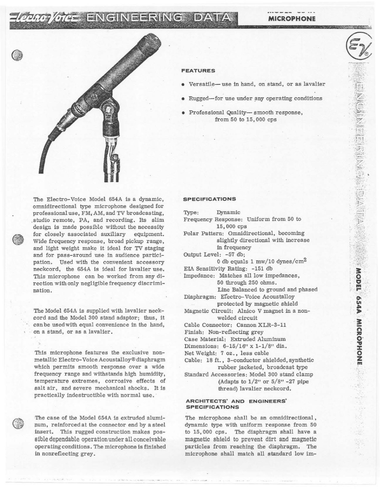 Electro-voice 654A DATASHEET