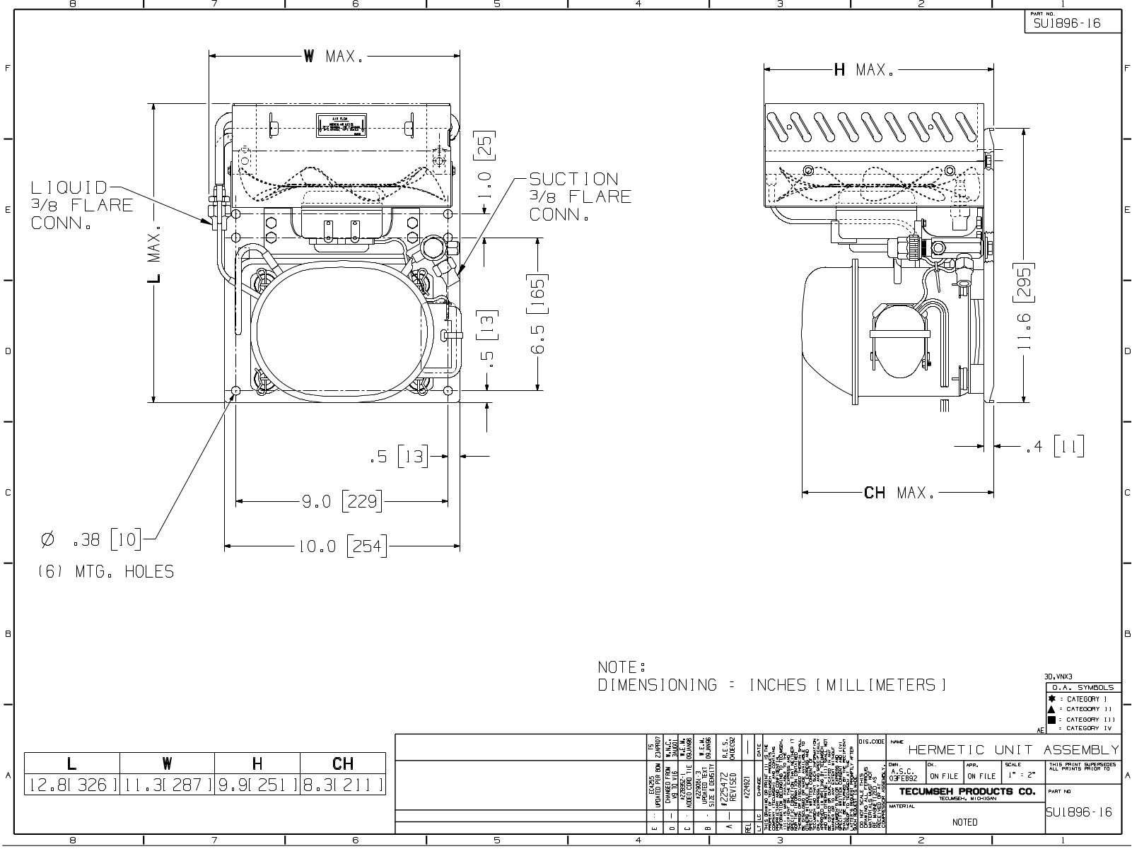 Tecumseh AEA3425AXAXA, AEA3425YXAXA, AEA3425YXCXA Drawing Data