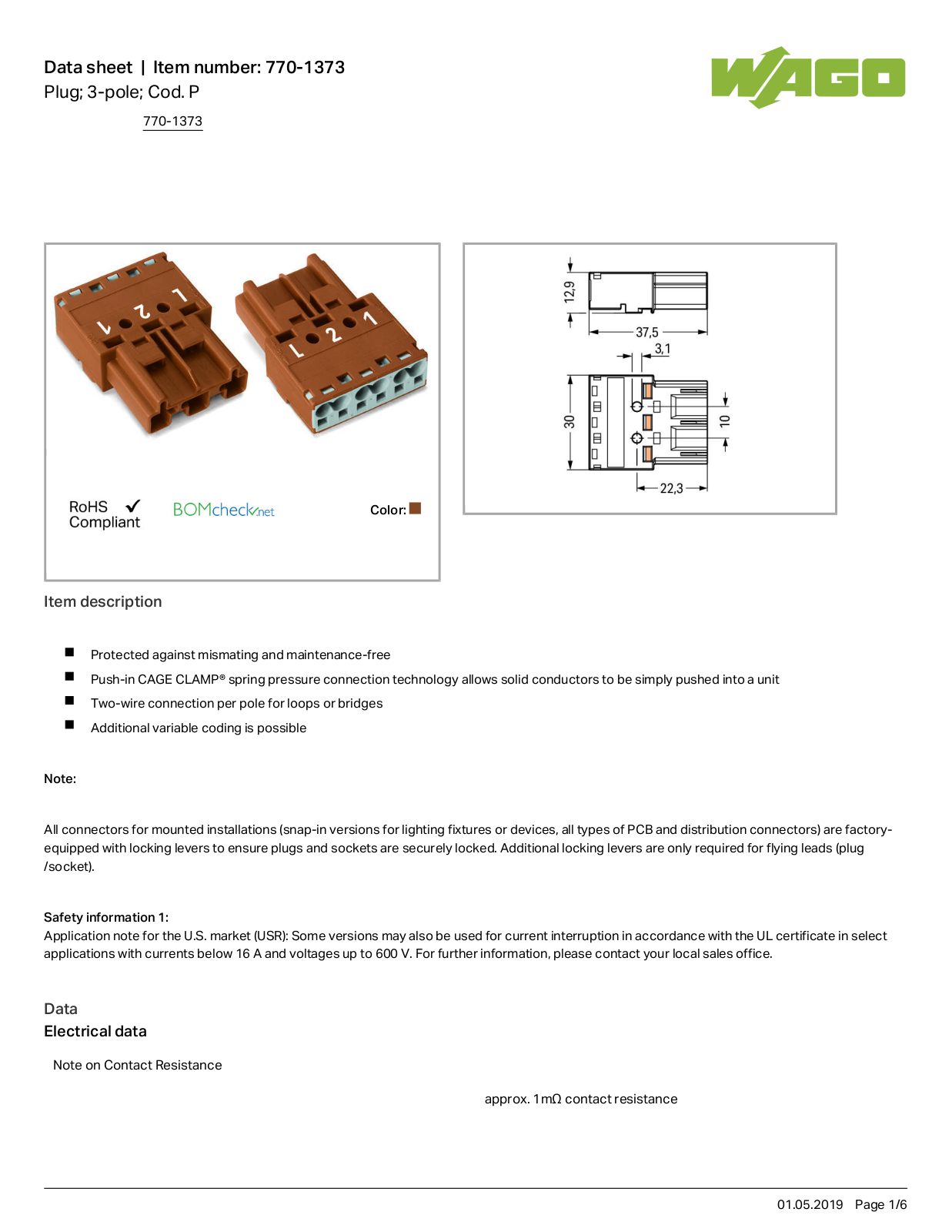 Wago 770-1373 Data Sheet