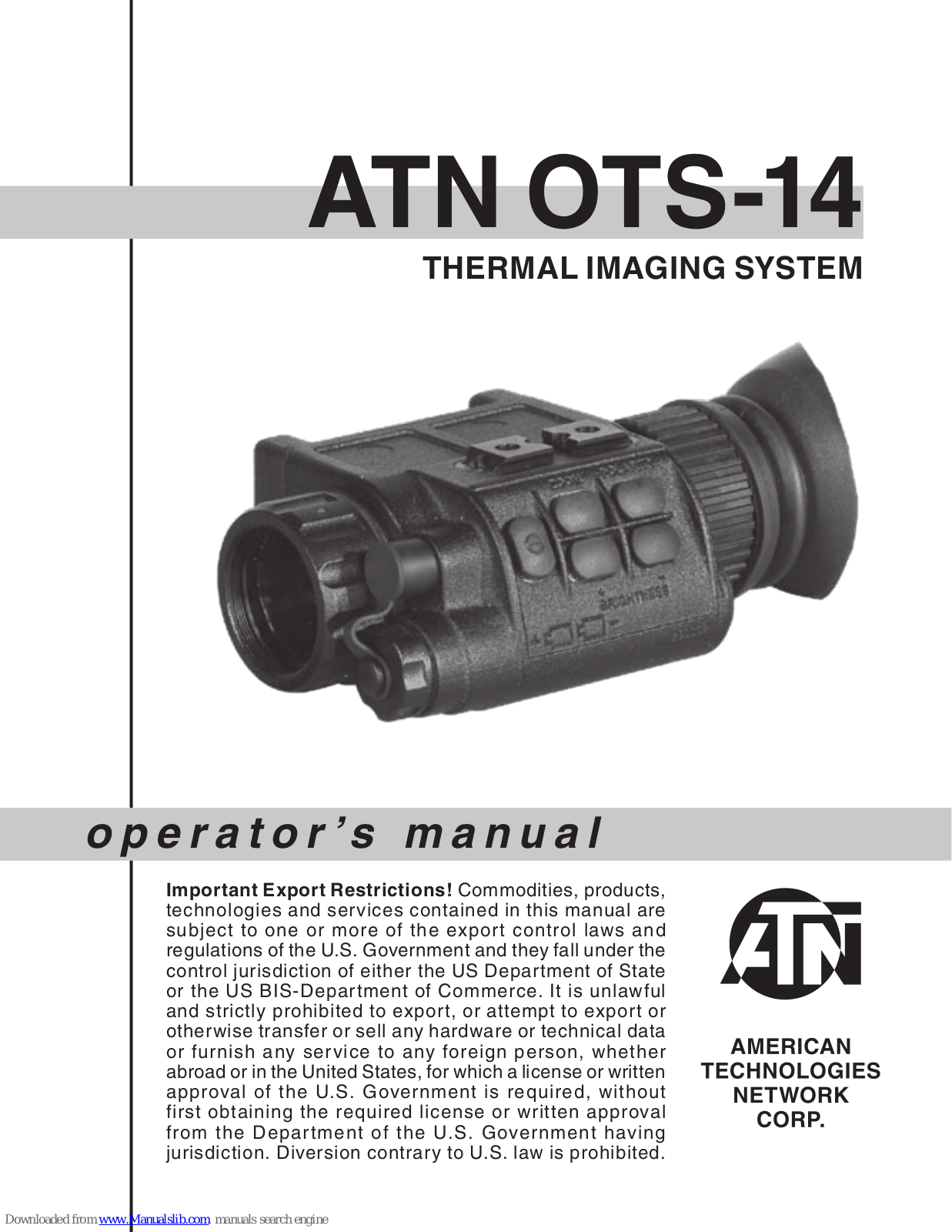 ATN ots-14 Operator's Manual