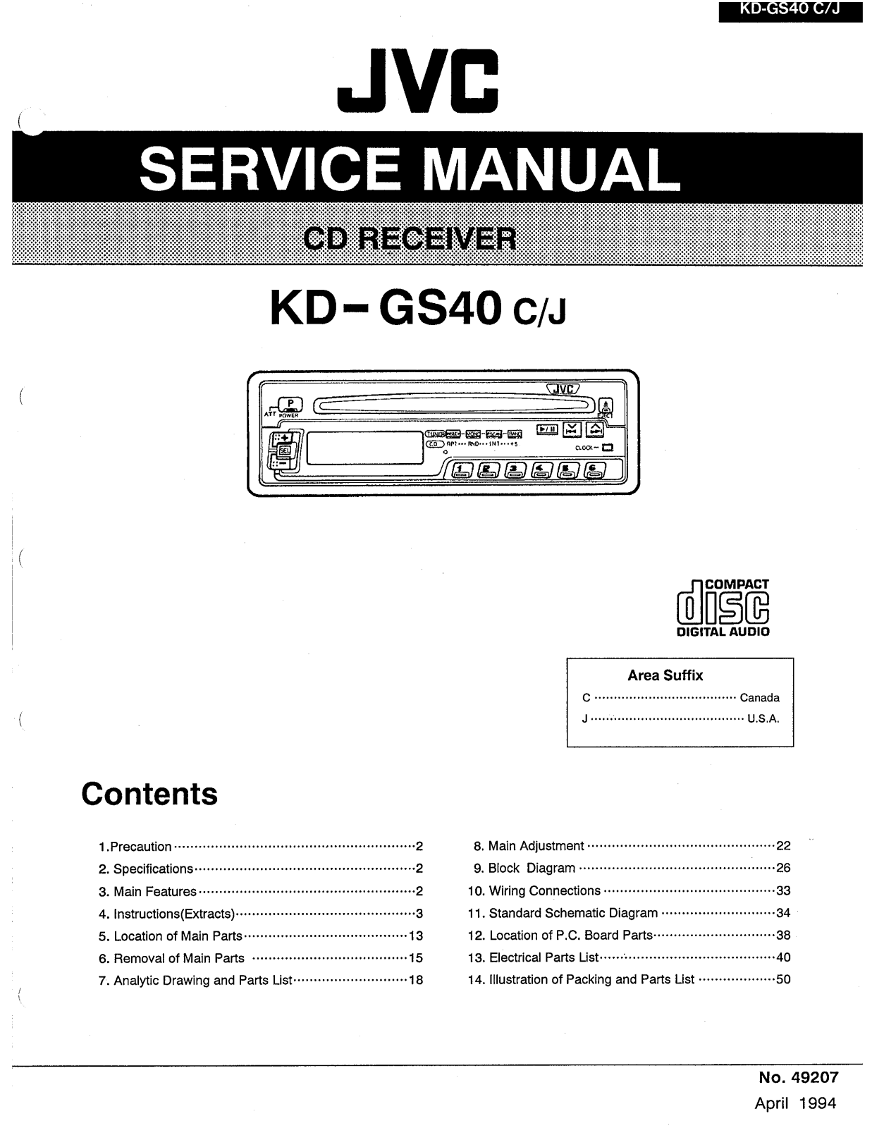 JVC KDGS-40 Service manual