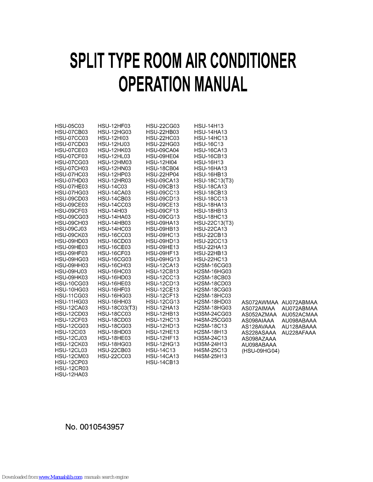 Haier HSU-07CE03, HSU-07CB03, HSU-07CF03, HSU-07CG03, HSU-07CH03 Operation Manual