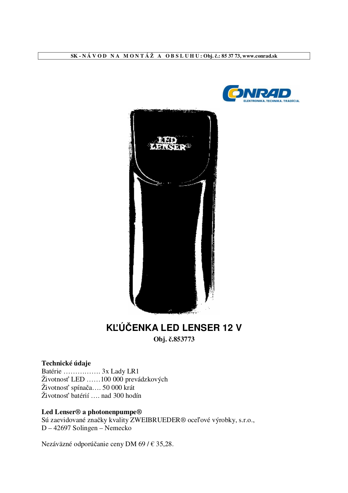 Ledlenser V12 User guide