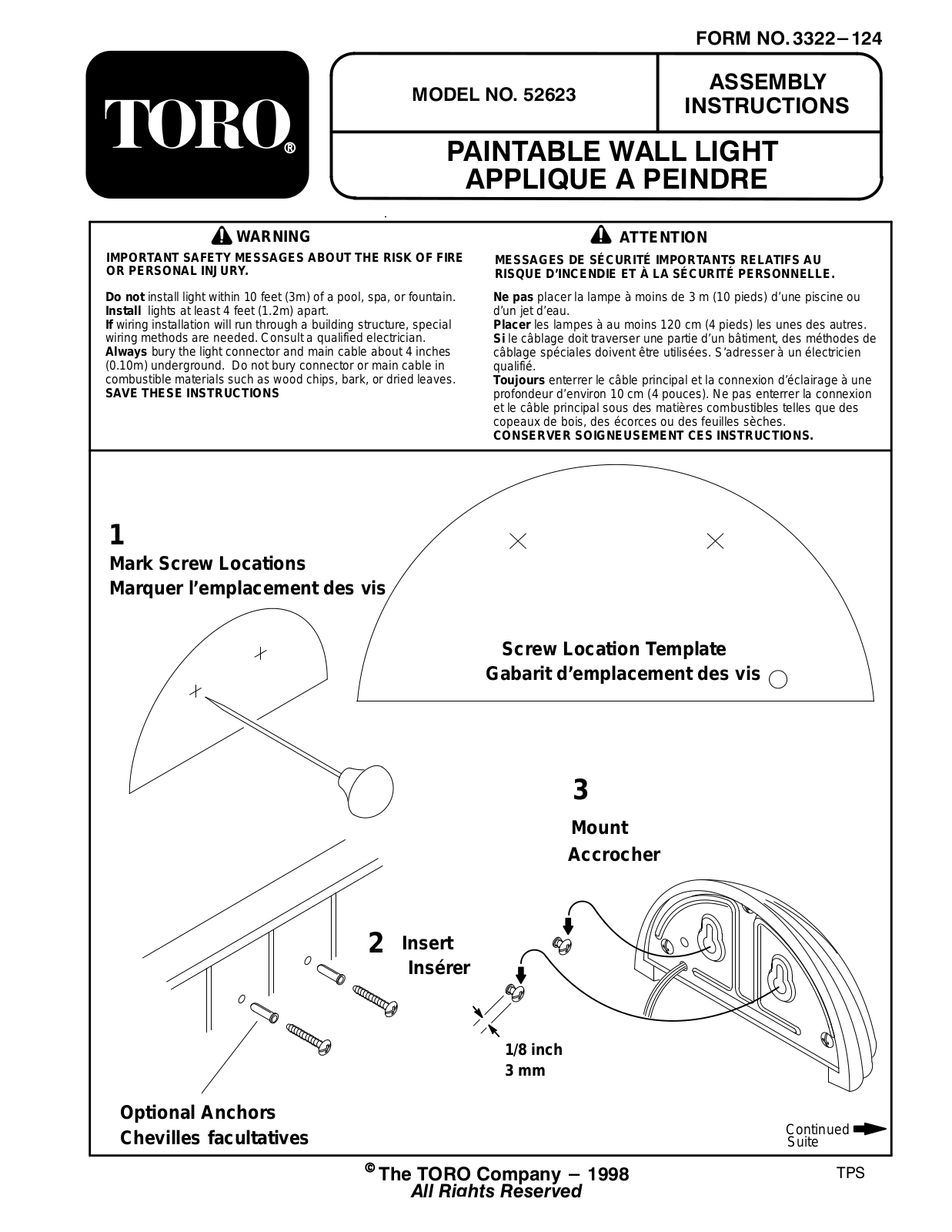 Toro 52623 Installation Instructions