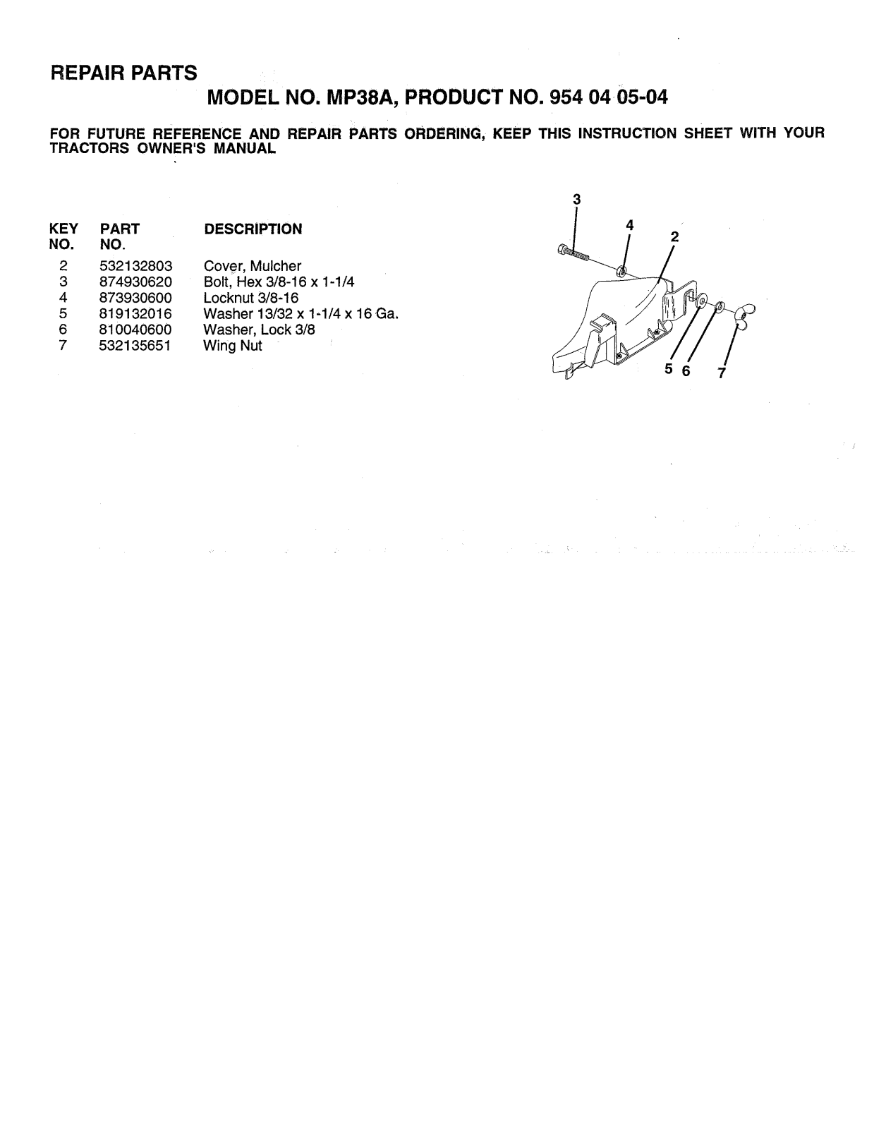 Ayp MP38A PARTS LIST