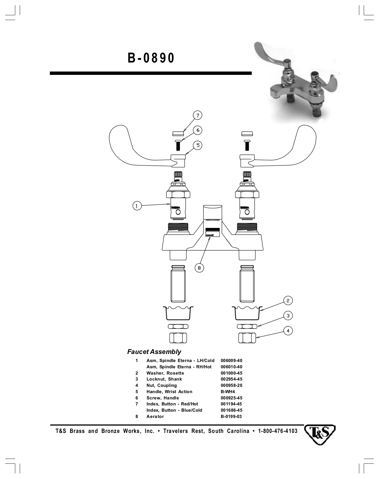 T & S Brass & Bronze Works B-0890 Part Manual