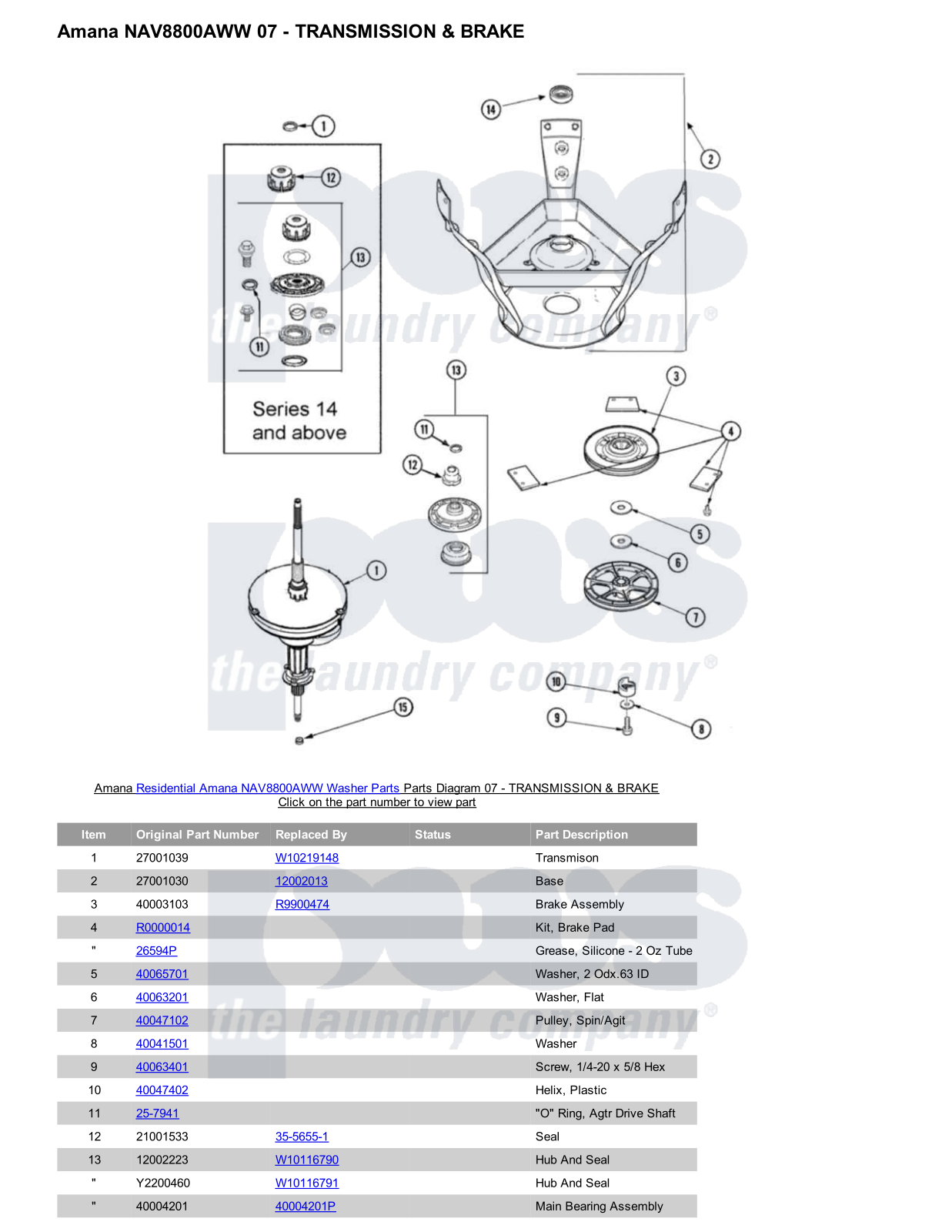 Amana NAV8800AWW Parts Diagram