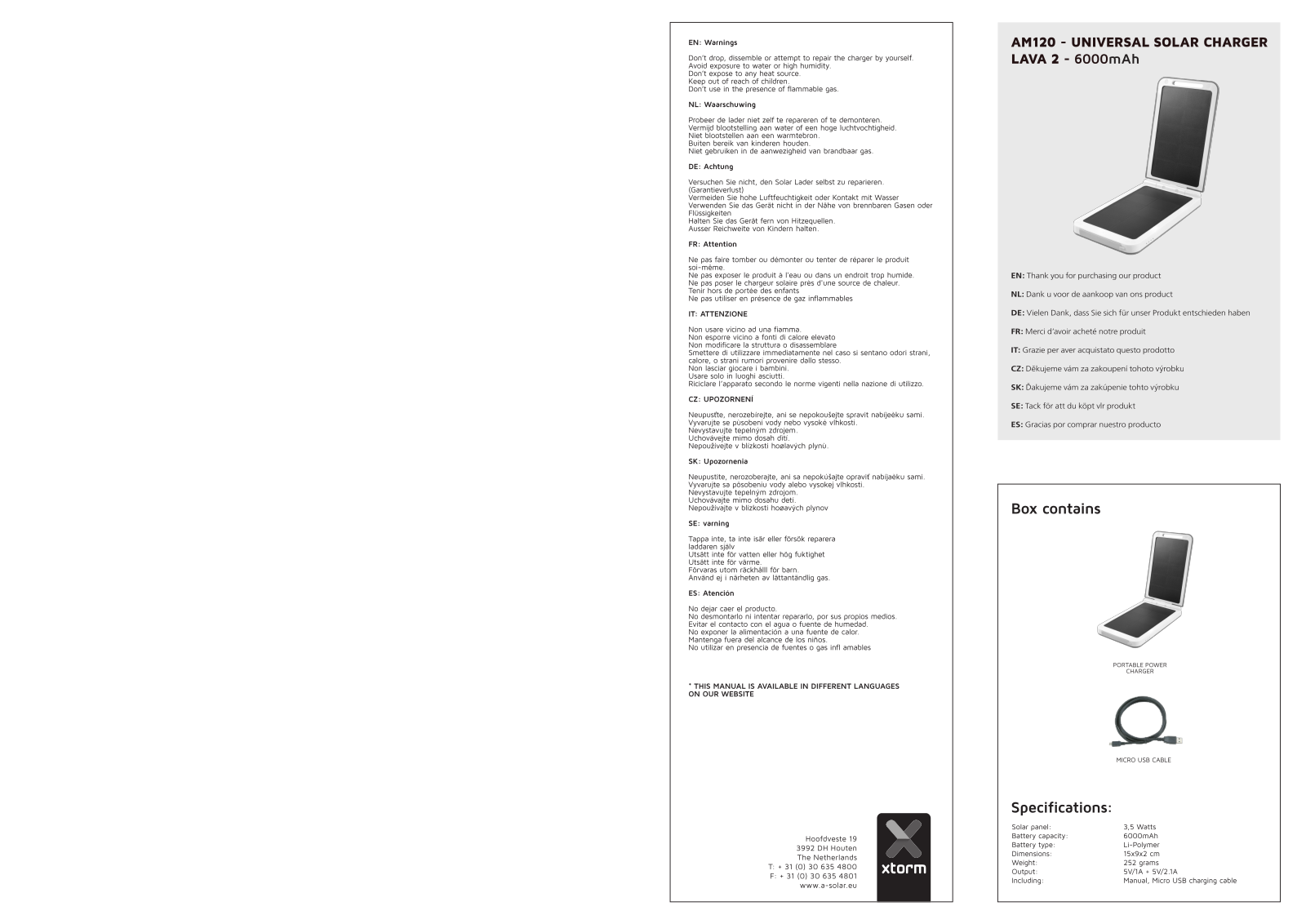 Xtorm by A-Solar AM120 Data Sheet - ManualMachine.com