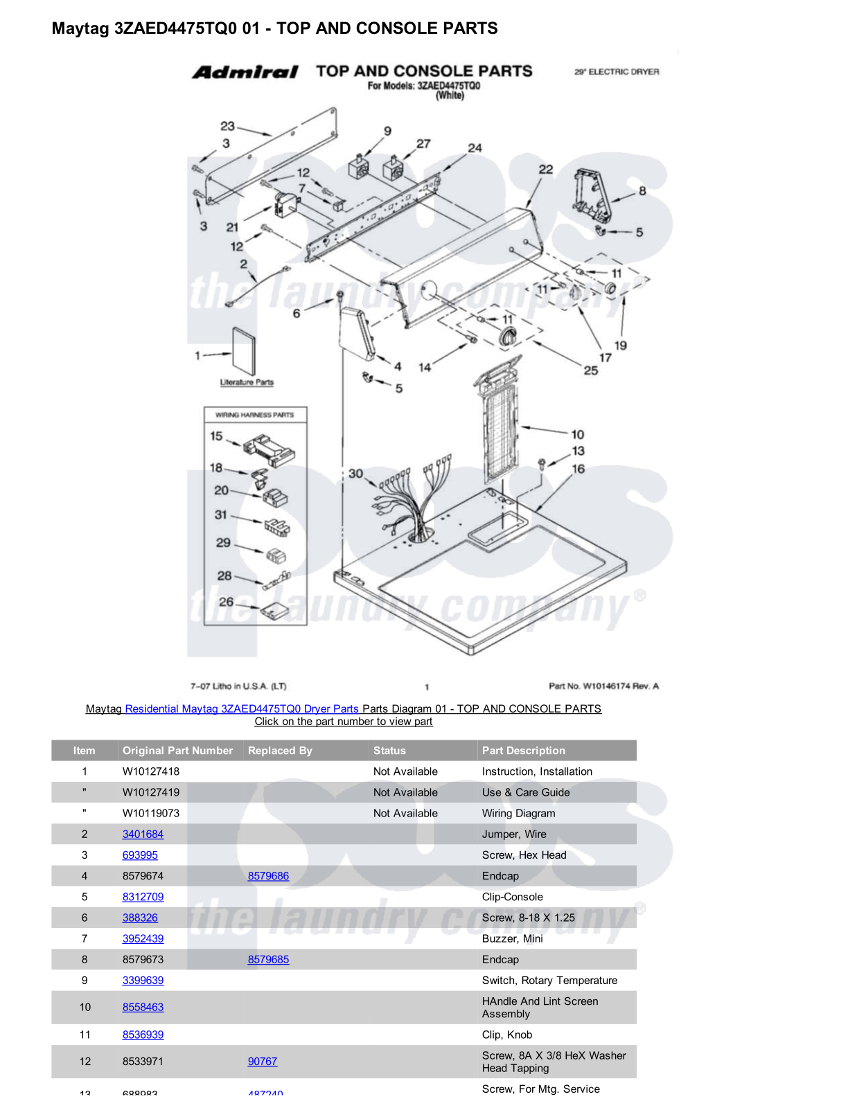 Maytag 3ZAED4475TQ0 Parts Diagram