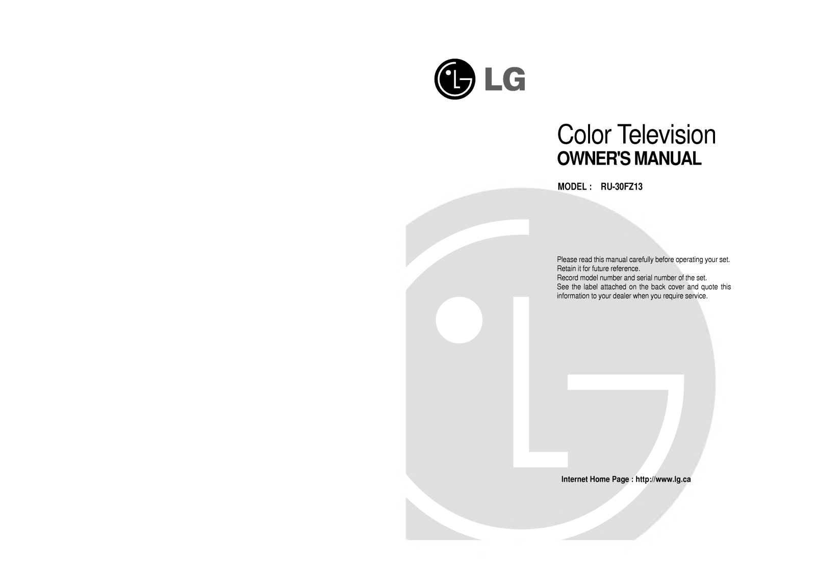 LG RU-30FZ13 User Manual