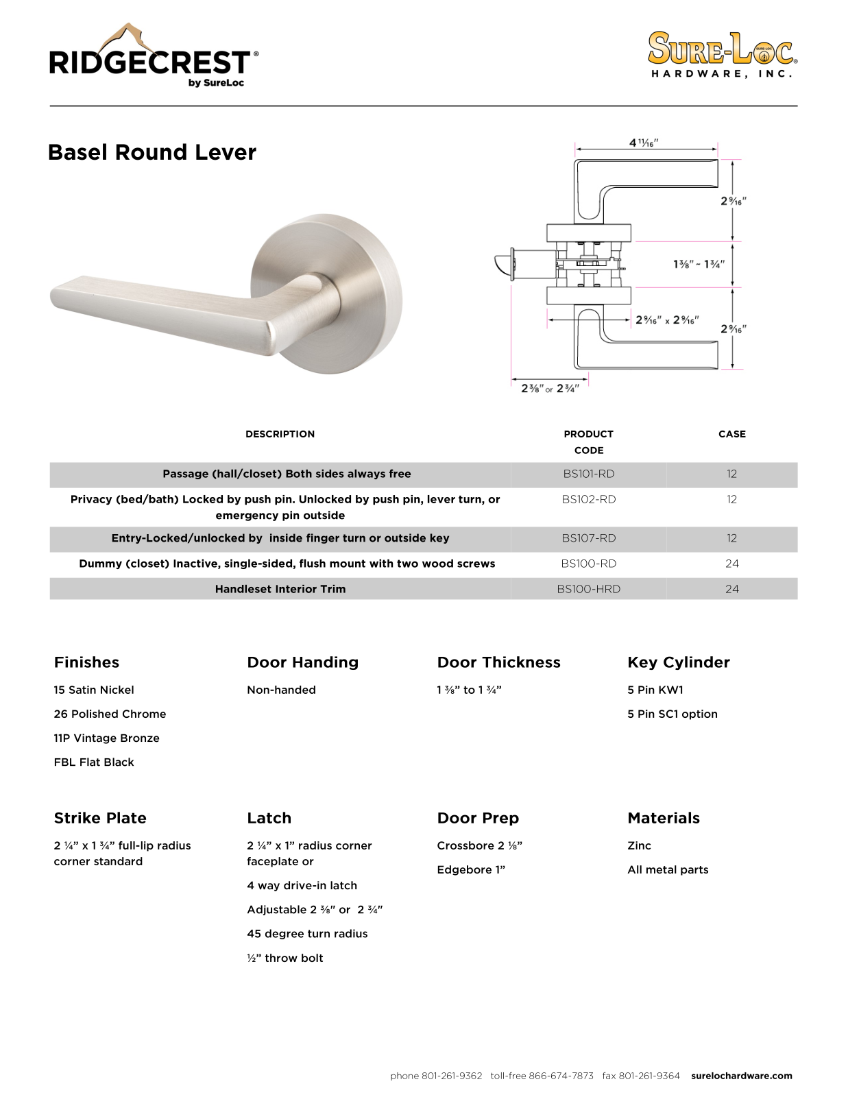 Sure-Loc Hardware SLOC1050 Specifications - ManualMachine.com