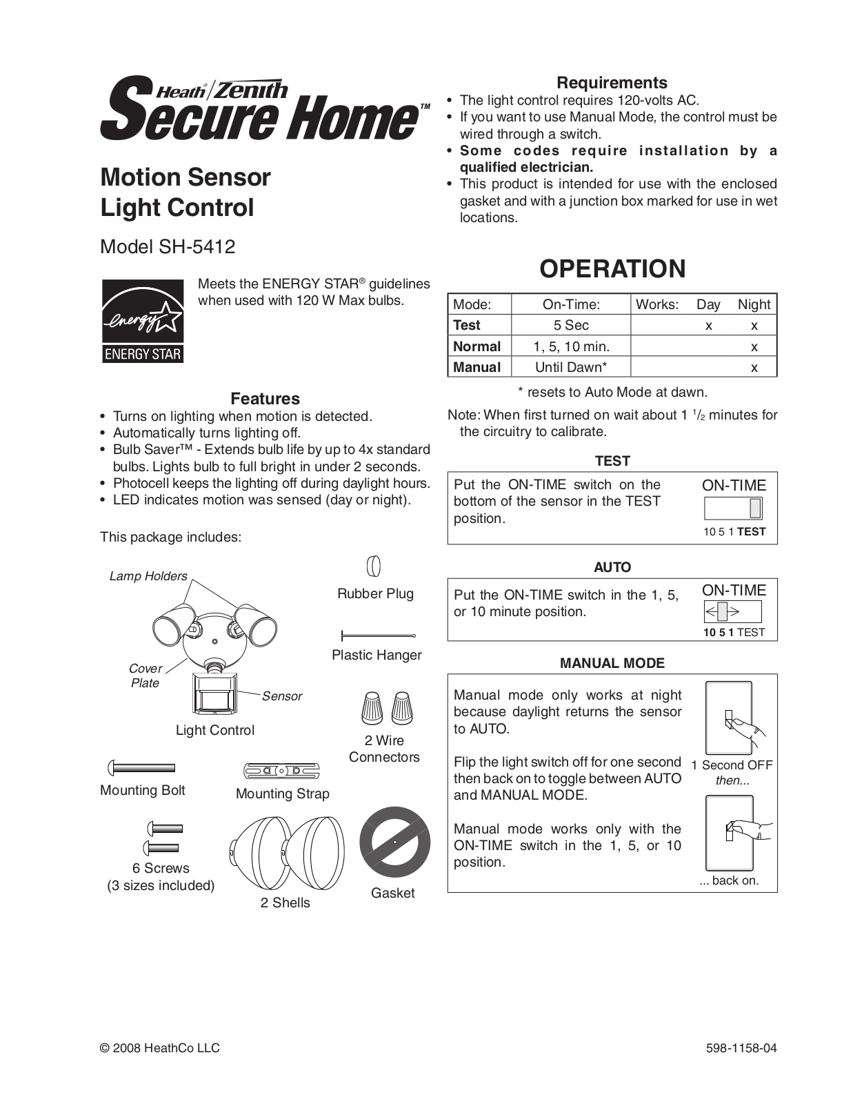 Heath Zenith SH-5412 User Manual