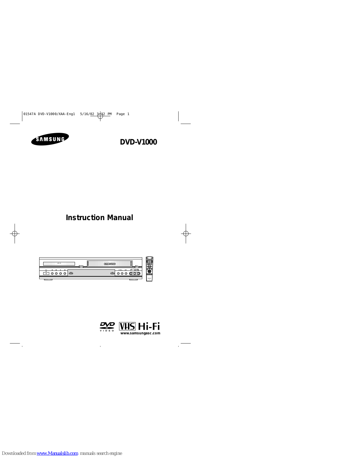 Samsung DVD-V1000, DVD-V1000D Instruction Manual