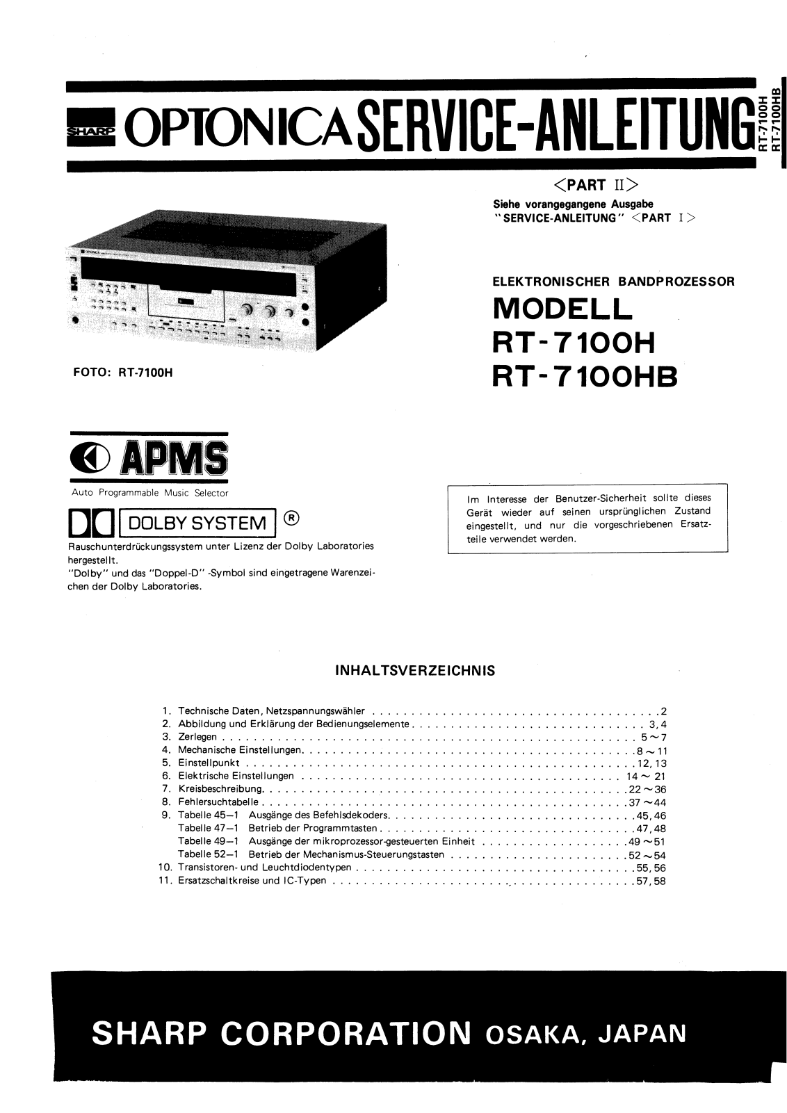 Optonica RT-7100 Service manual