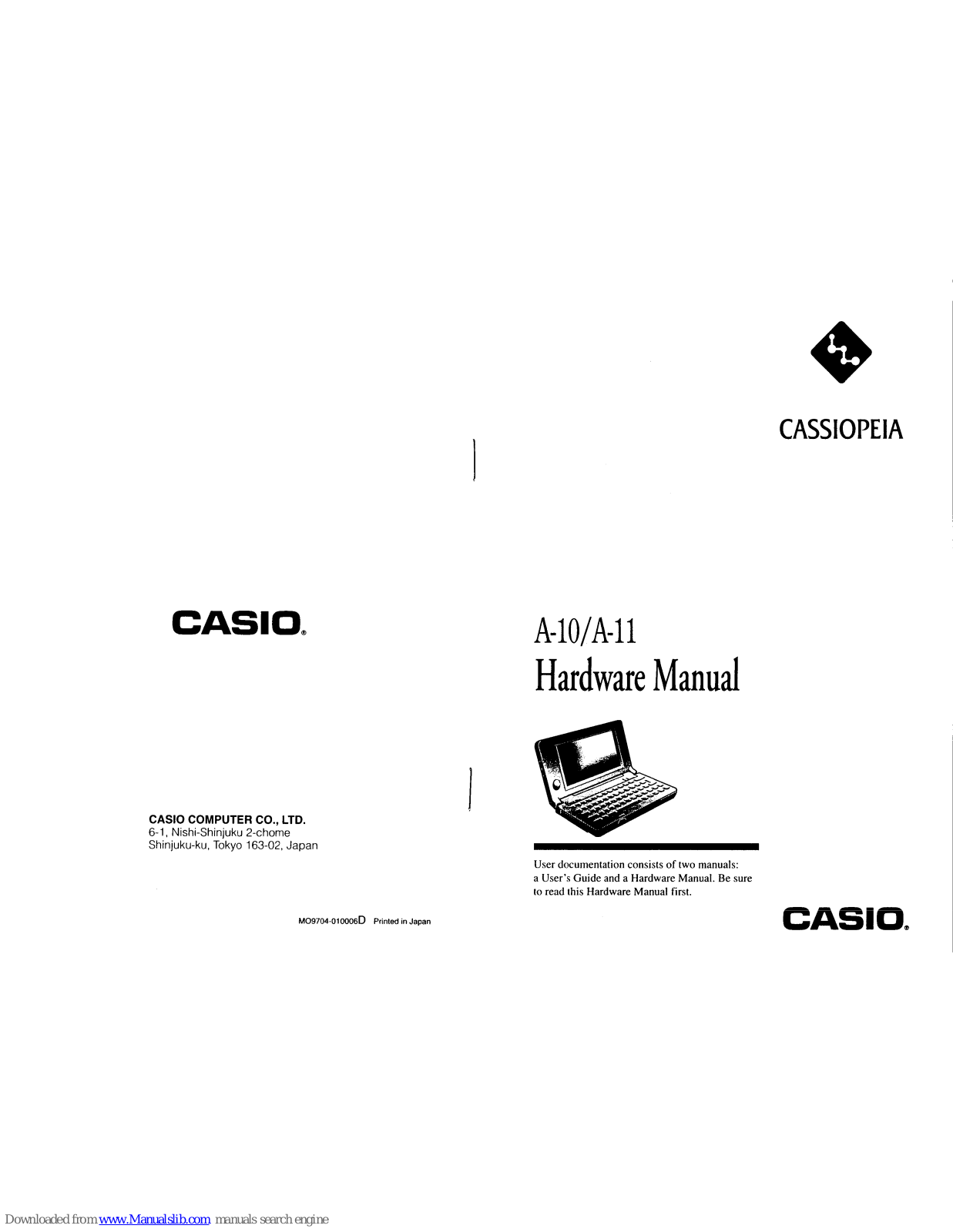 Casio CASSIOPEIA A-10, CASSIOPEIA A-11 Hardware Manual