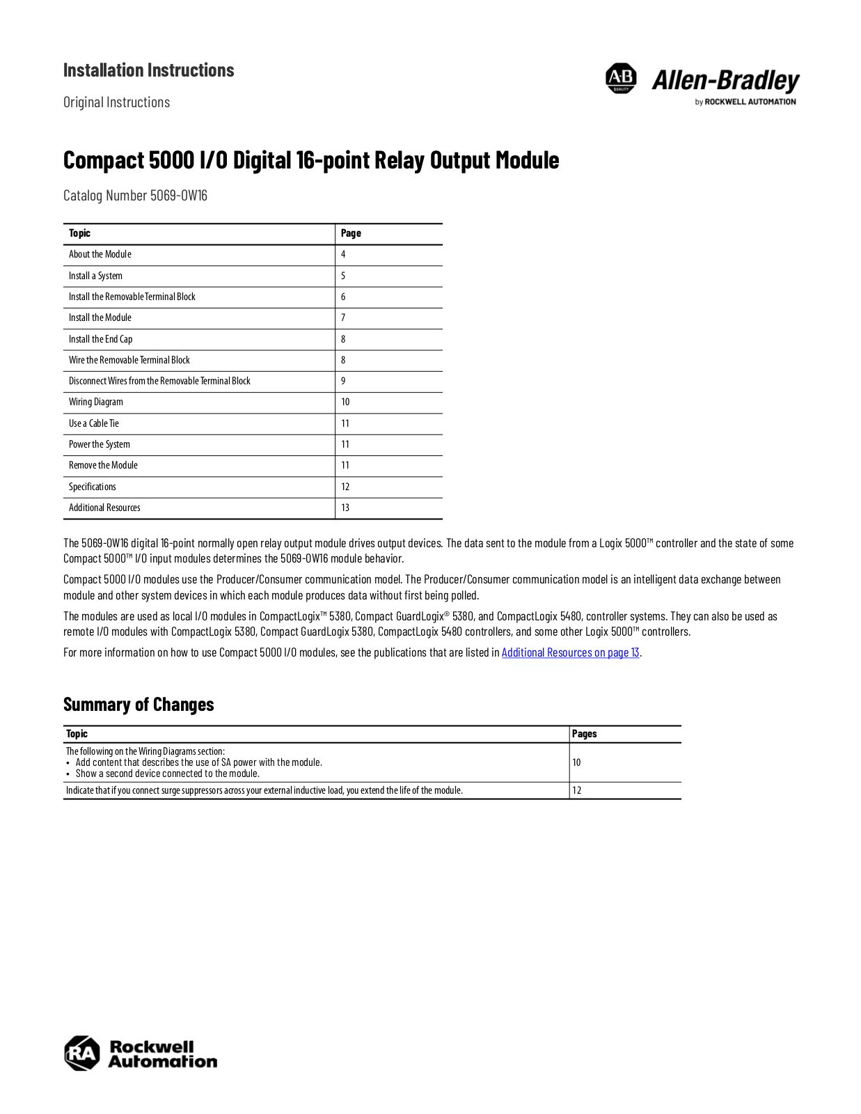 Rockwell Automation Compact 5000 Installation Instructions