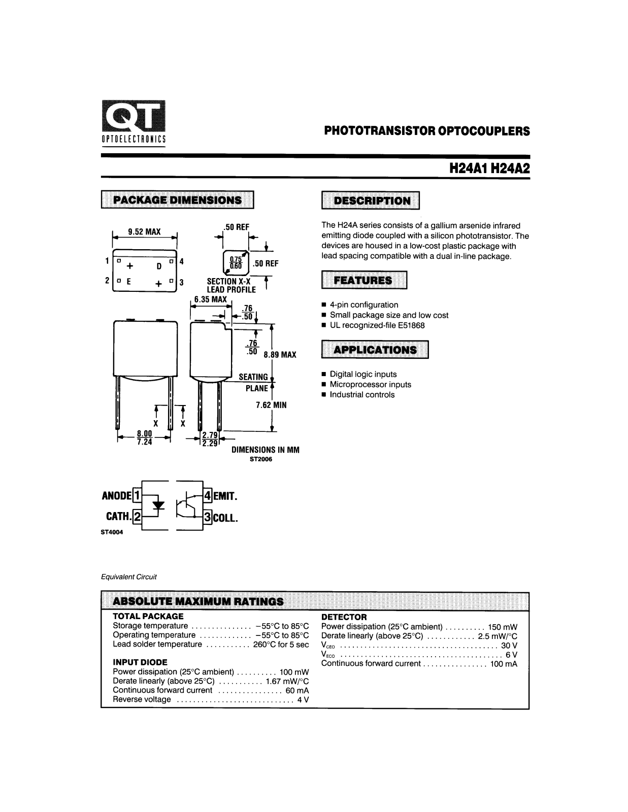 QT H24A2, H24A1 Datasheet