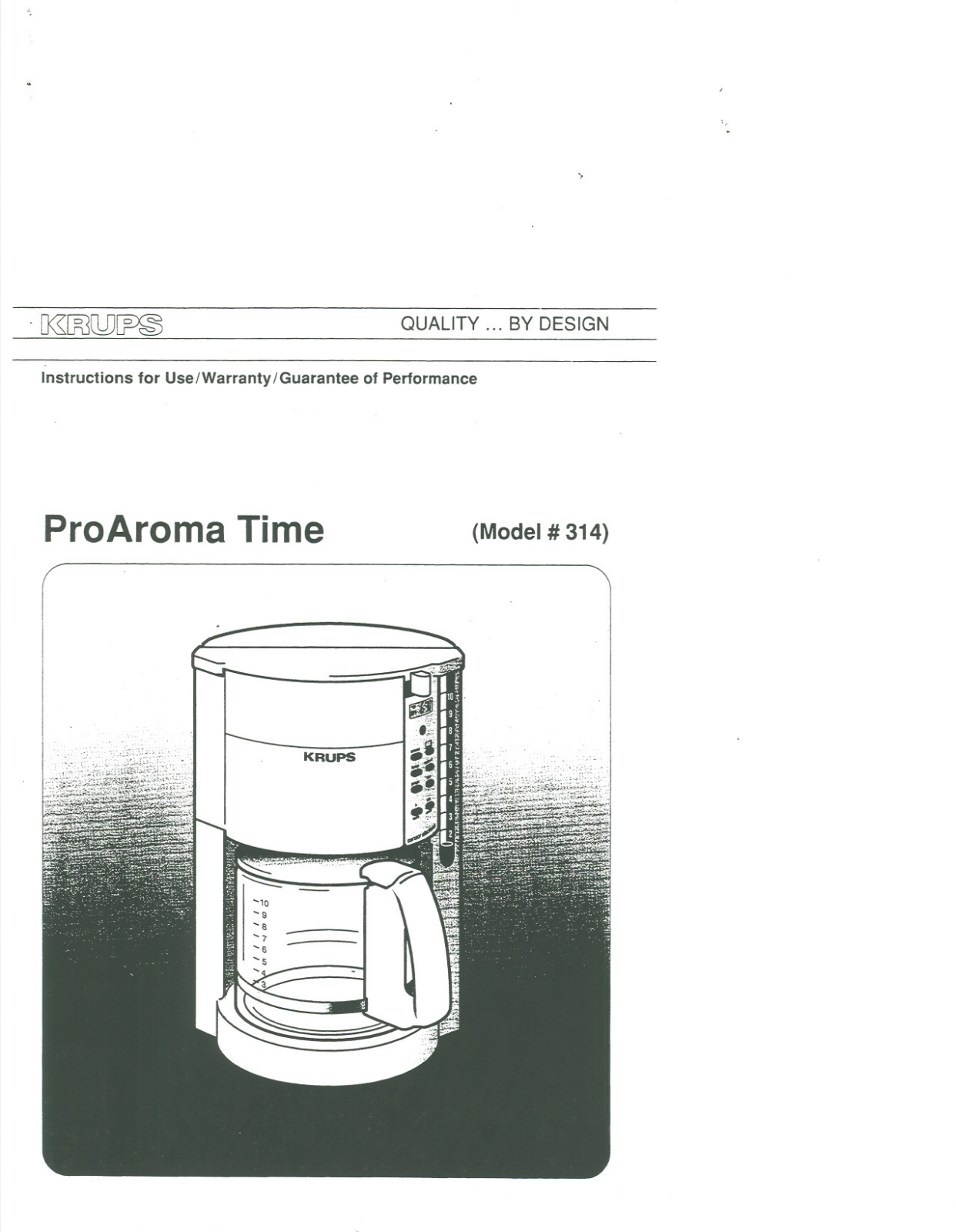 Krups 314, PROAROMA TIME Manual