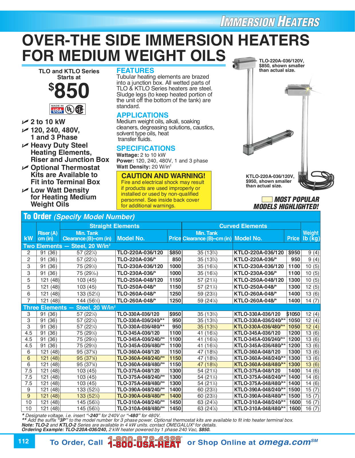 Omega Products KTLO-230A-036-480 User Manual