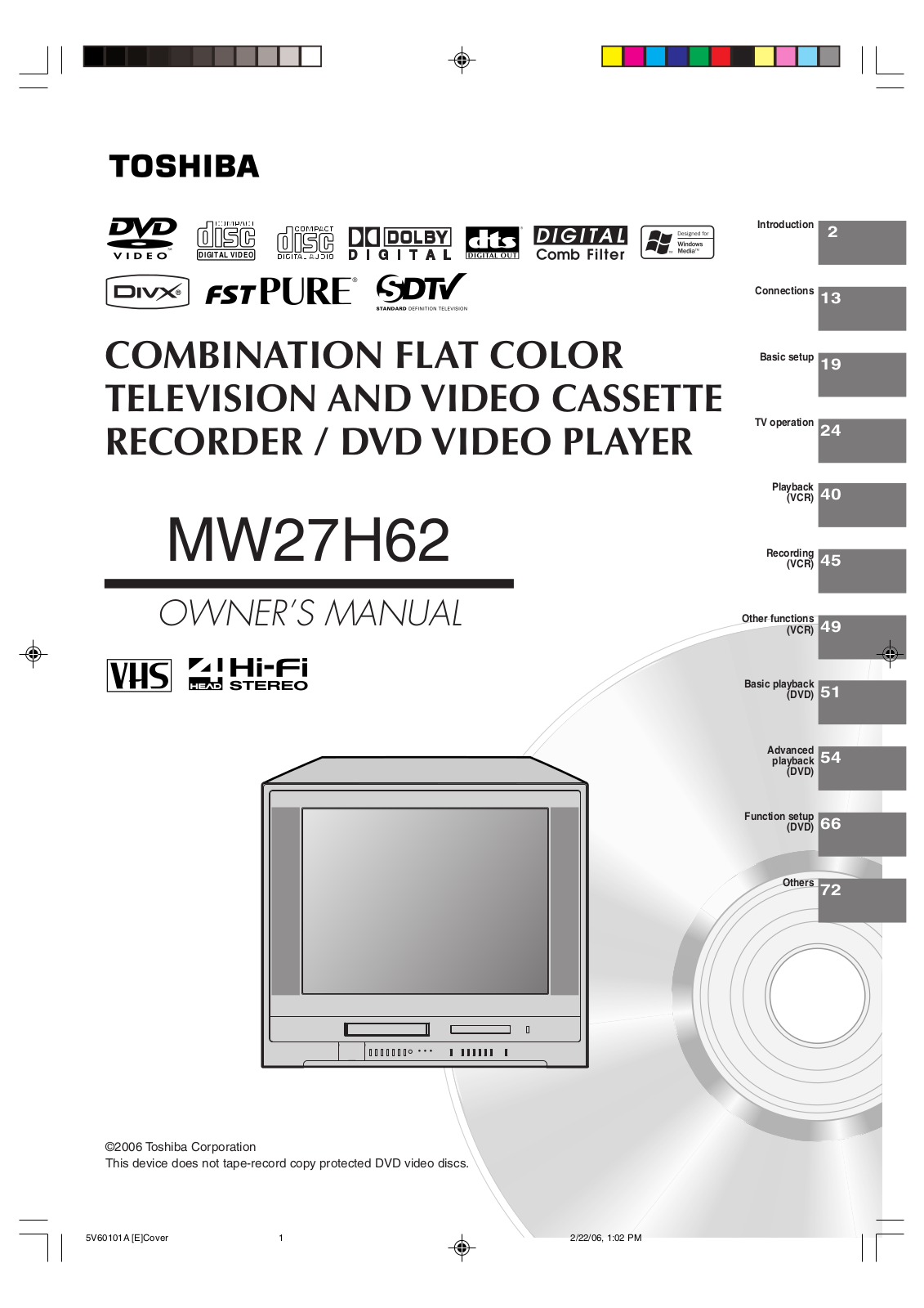 Toshiba MW27H62 User Manual