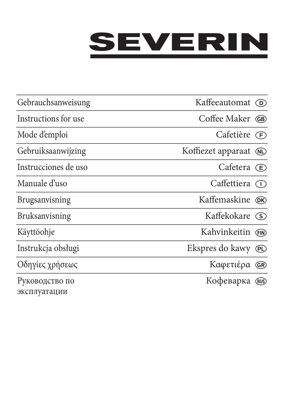 Severin KA 4305 User Manual