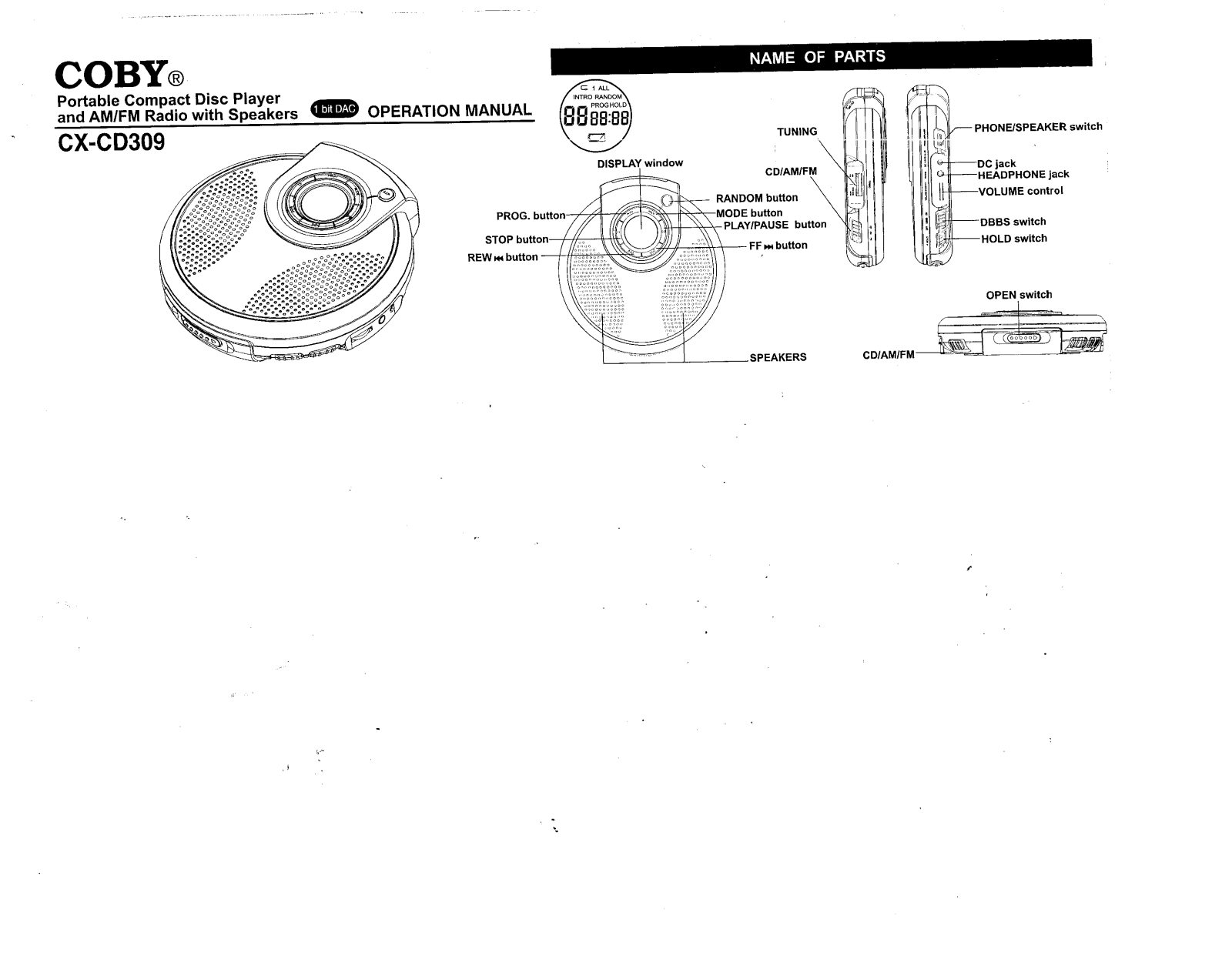 Coby Electronics CXCD-309 Owners manual